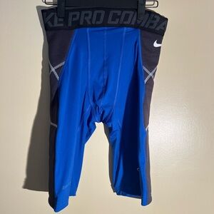 Men’s Nike Pro Combat Black Blue Compression Shorts Size Medium